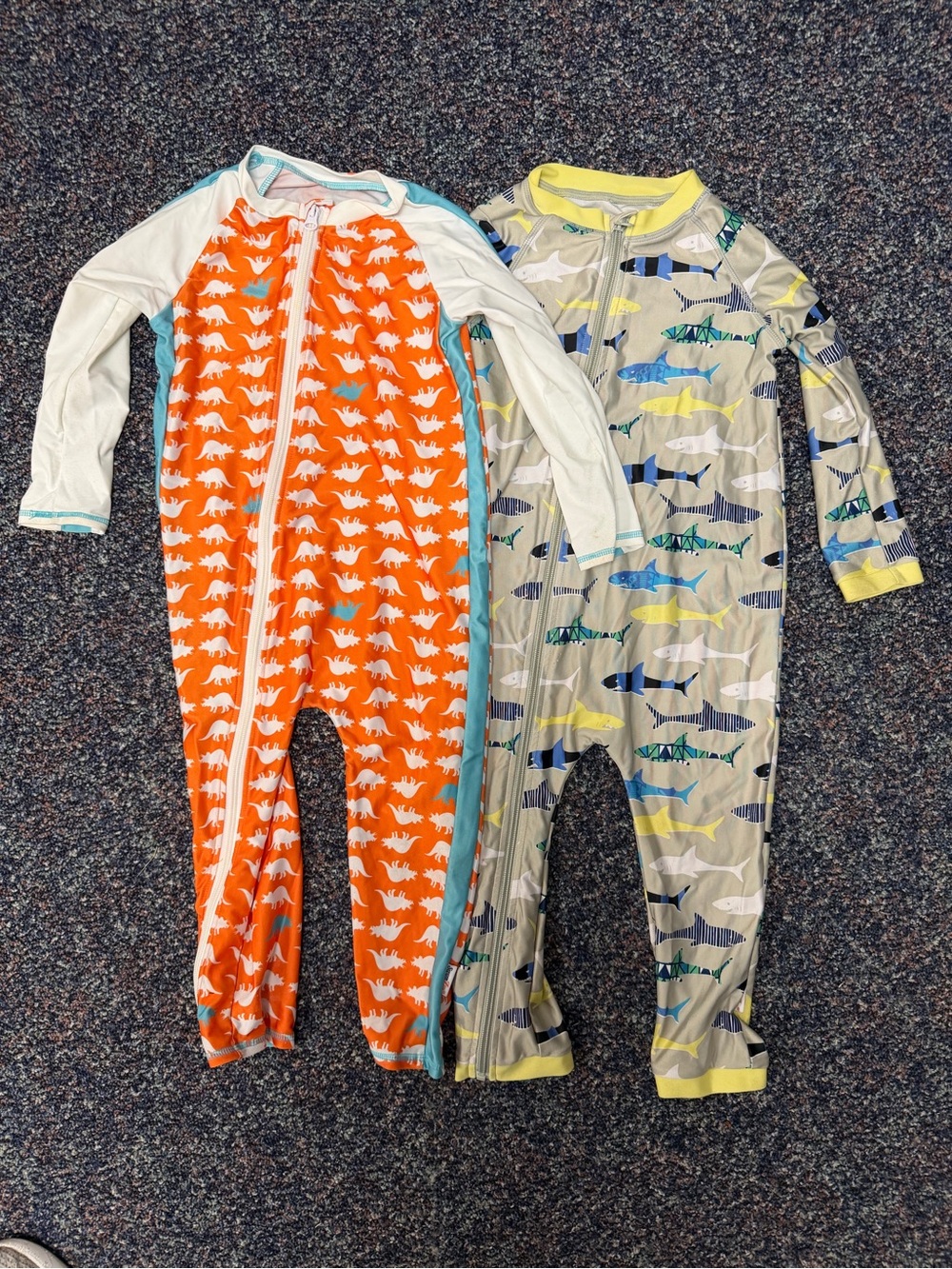 Set - 3T/4T toddler boy swimsuits / sunsuits - one-piece full-body rash guards